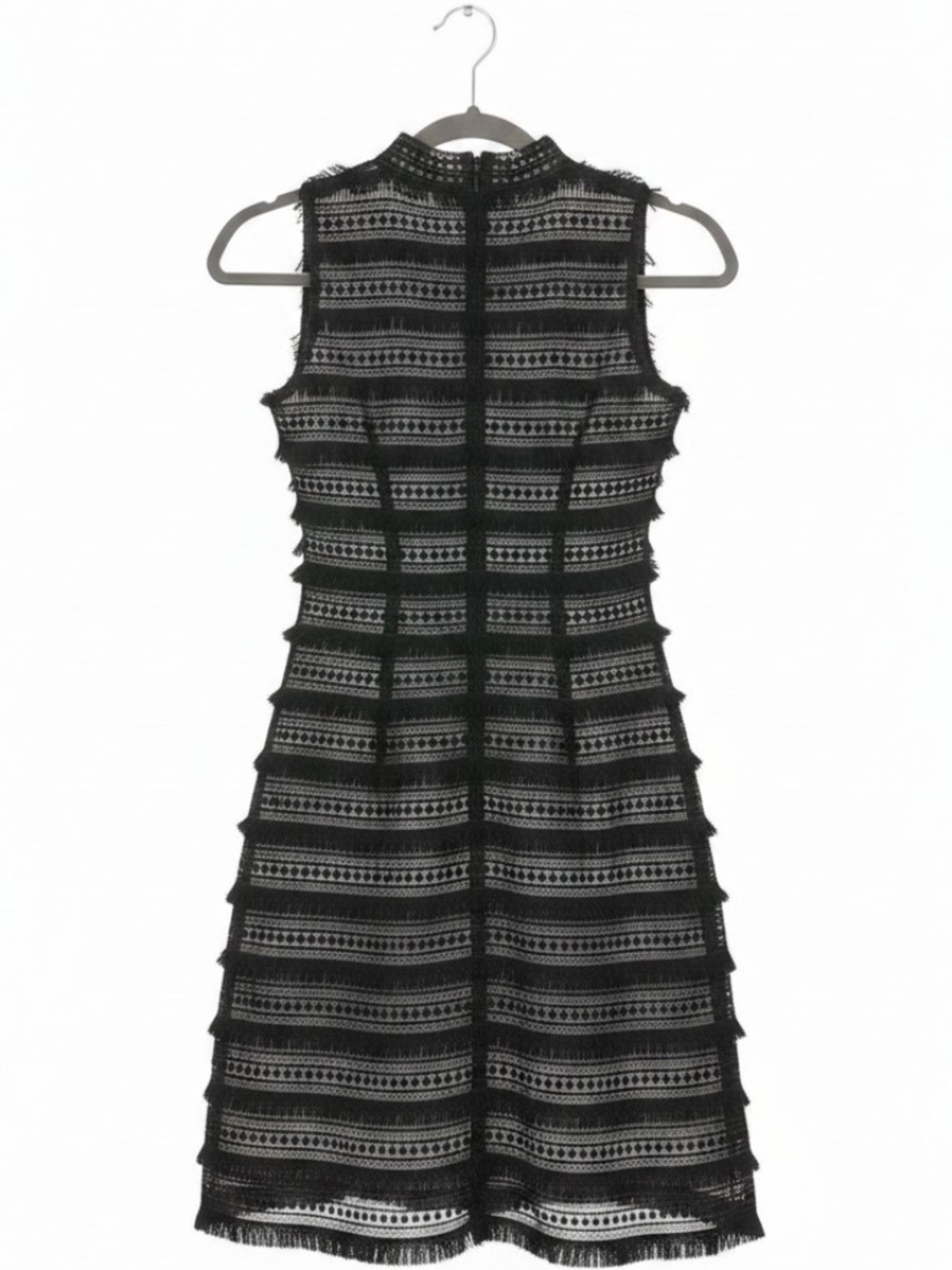 NWOT J. Crew Black Cream Fringe Tassel Tiered Shift Dress Sz 0 Cocktail $198 - Picture 2 of 4